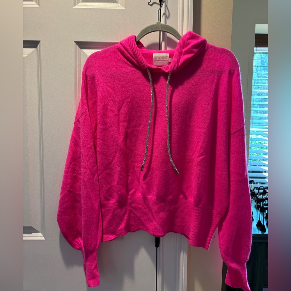 BRODIE HILARY RHINESTONE DRAWSTRING CASHMERE HOODIE
